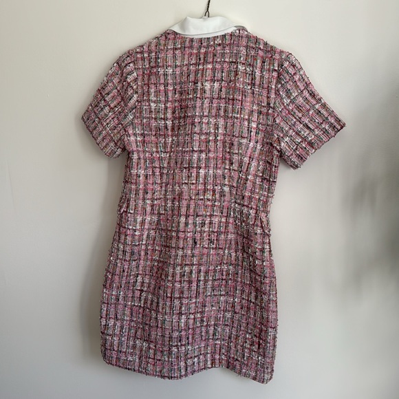 Endless Rose Pink Multi Tweed Collared Short Sleeve Dress - Picture 9 of 9